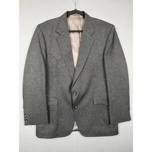 Vintage Circle S Gray Western Blazer Mens 44R Sport Coat Dallas Yoke Rodeo Ranch